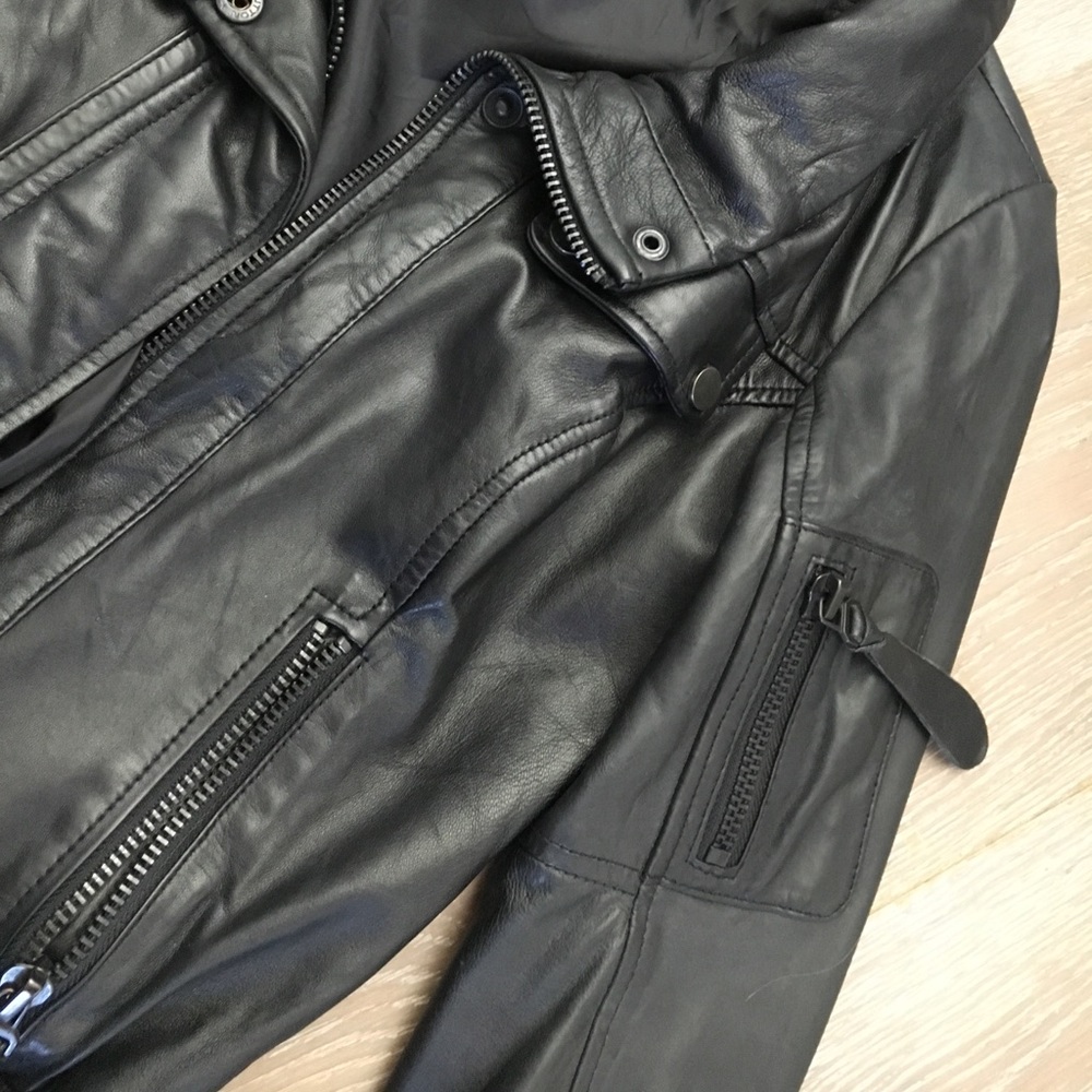 Zara Basic Leather Moto Jacket - image 4
